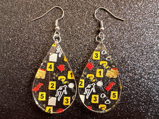 Crime Scene Earrings: Laser Cut Acrylic Halloween Earrings, Scary, Murder Blood, Victim, Corpse, Police, Detective, Gifts for Her/Him/Them