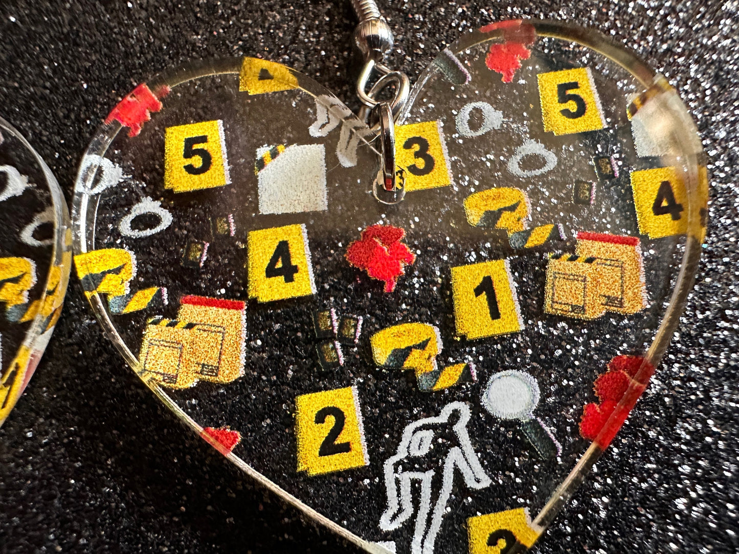 Crime Scene Earrings: Laser Cut Acrylic Halloween Earrings, Scary, Murder Blood, Victim, Corpse, Police, Detective, Gifts for Her/Him/Them