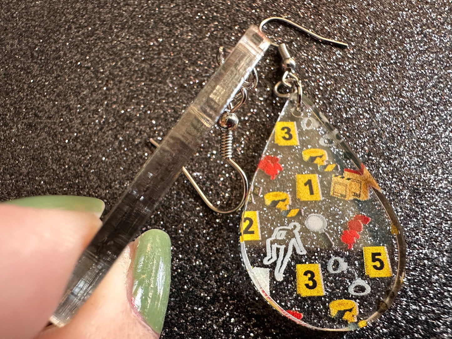 Crime Scene Earrings: Laser Cut Acrylic Halloween Earrings, Scary, Murder Blood, Victim, Corpse, Police, Detective, Gifts for Her/Him/Them
