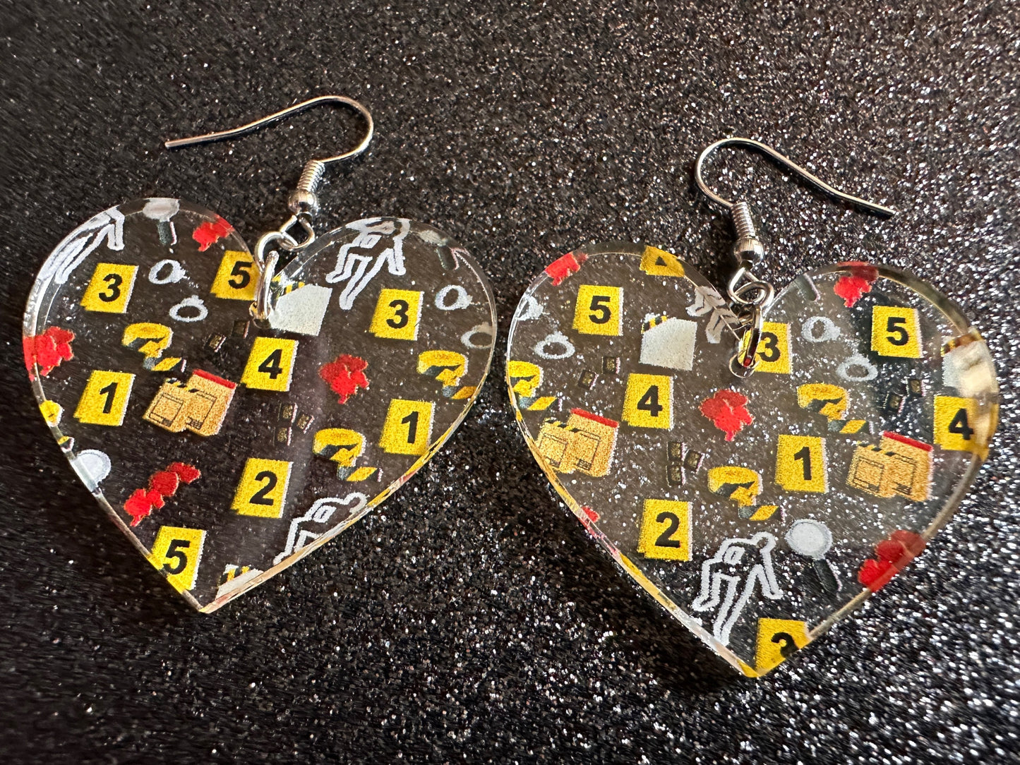 Crime Scene Earrings: Laser Cut Acrylic Halloween Earrings, Scary, Murder Blood, Victim, Corpse, Police, Detective, Gifts for Her/Him/Them