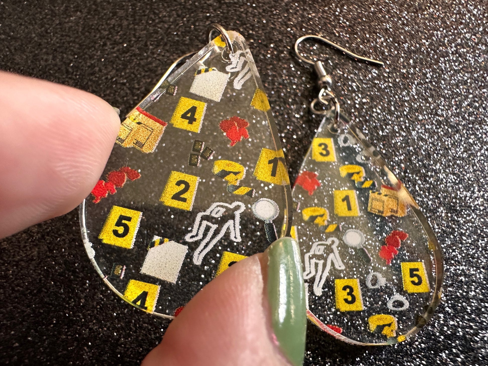 Crime Scene Earrings: Laser Cut Acrylic Halloween Earrings, Scary, Murder Blood, Victim, Corpse, Police, Detective, Gifts for Her/Him/Them