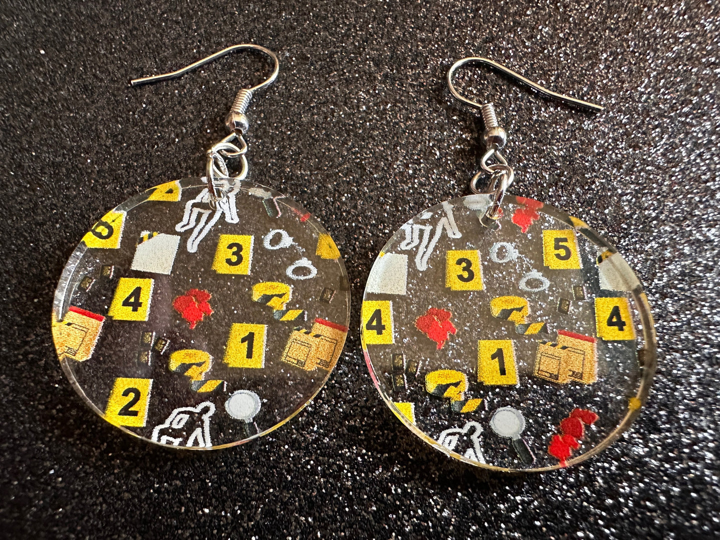 Crime Scene Earrings: Laser Cut Acrylic Halloween Earrings, Scary, Murder Blood, Victim, Corpse, Police, Detective, Gifts for Her/Him/Them