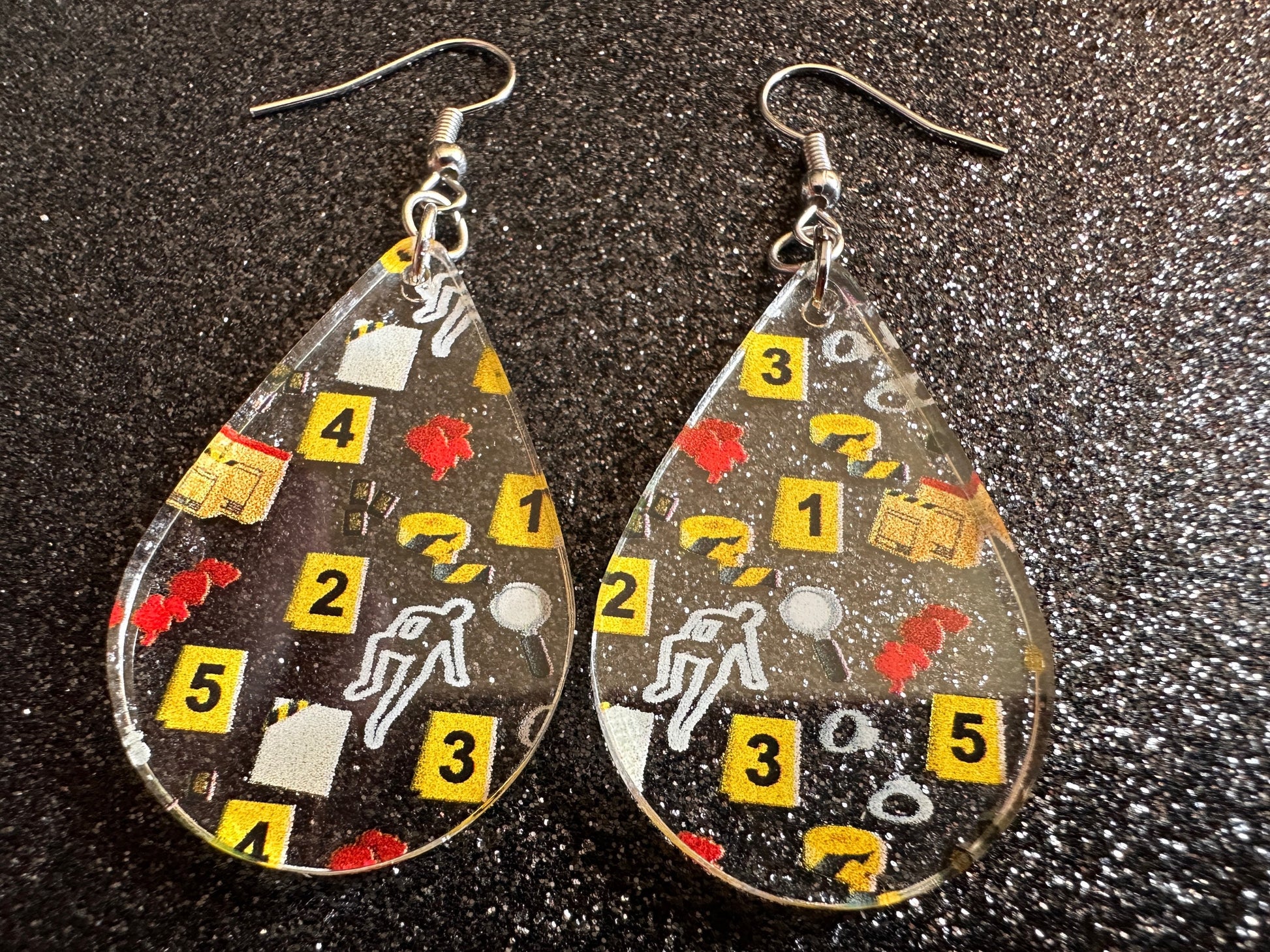 Crime Scene Earrings: Laser Cut Acrylic Halloween Earrings, Scary, Murder Blood, Victim, Corpse, Police, Detective, Gifts for Her/Him/Them