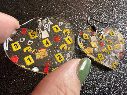 Crime Scene Earrings: Laser Cut Acrylic Halloween Earrings, Scary, Murder Blood, Victim, Corpse, Police, Detective, Gifts for Her/Him/Them