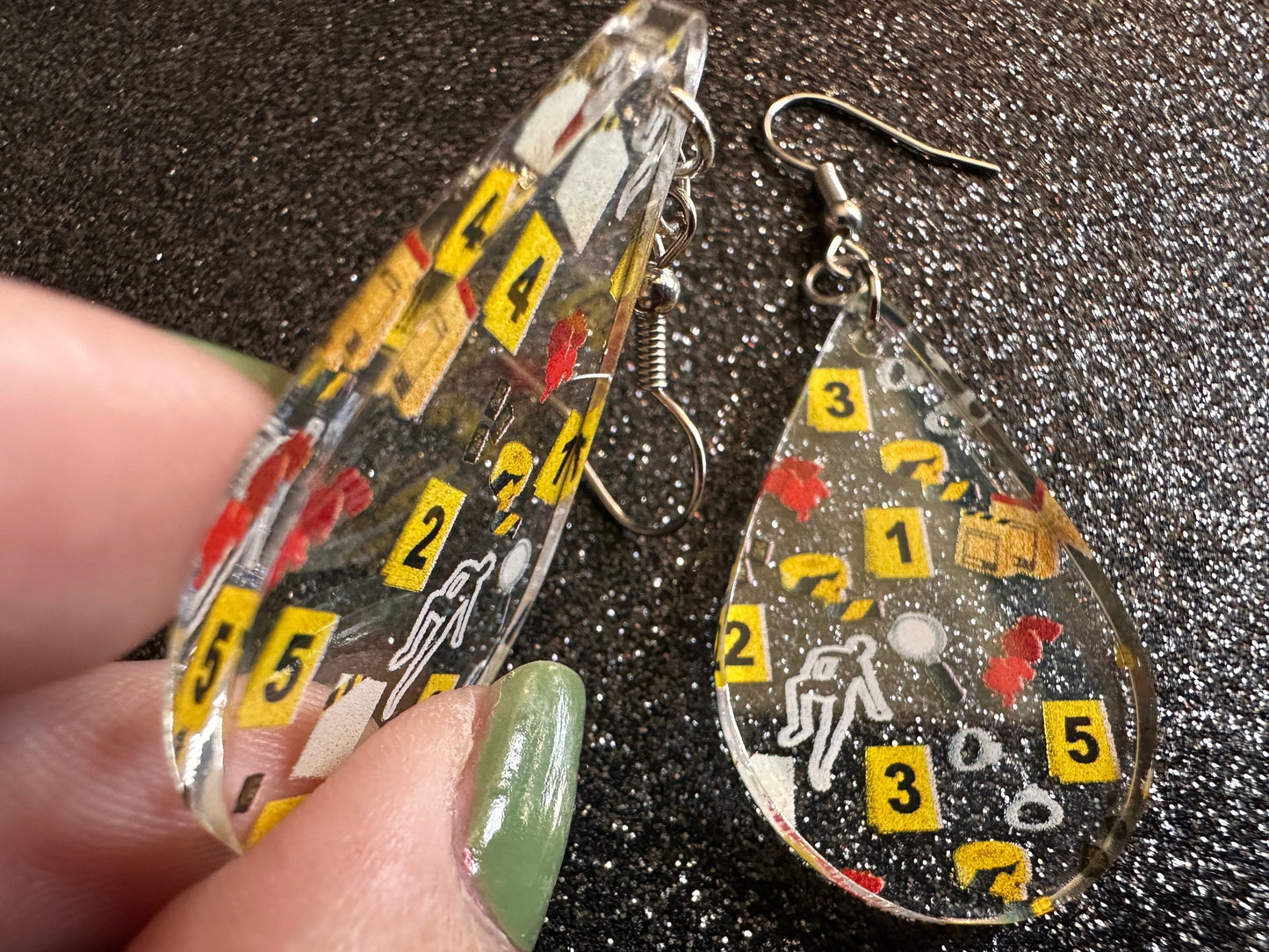 Crime Scene Earrings: Laser Cut Acrylic Halloween Earrings, Scary, Murder Blood, Victim, Corpse, Police, Detective, Gifts for Her/Him/Them