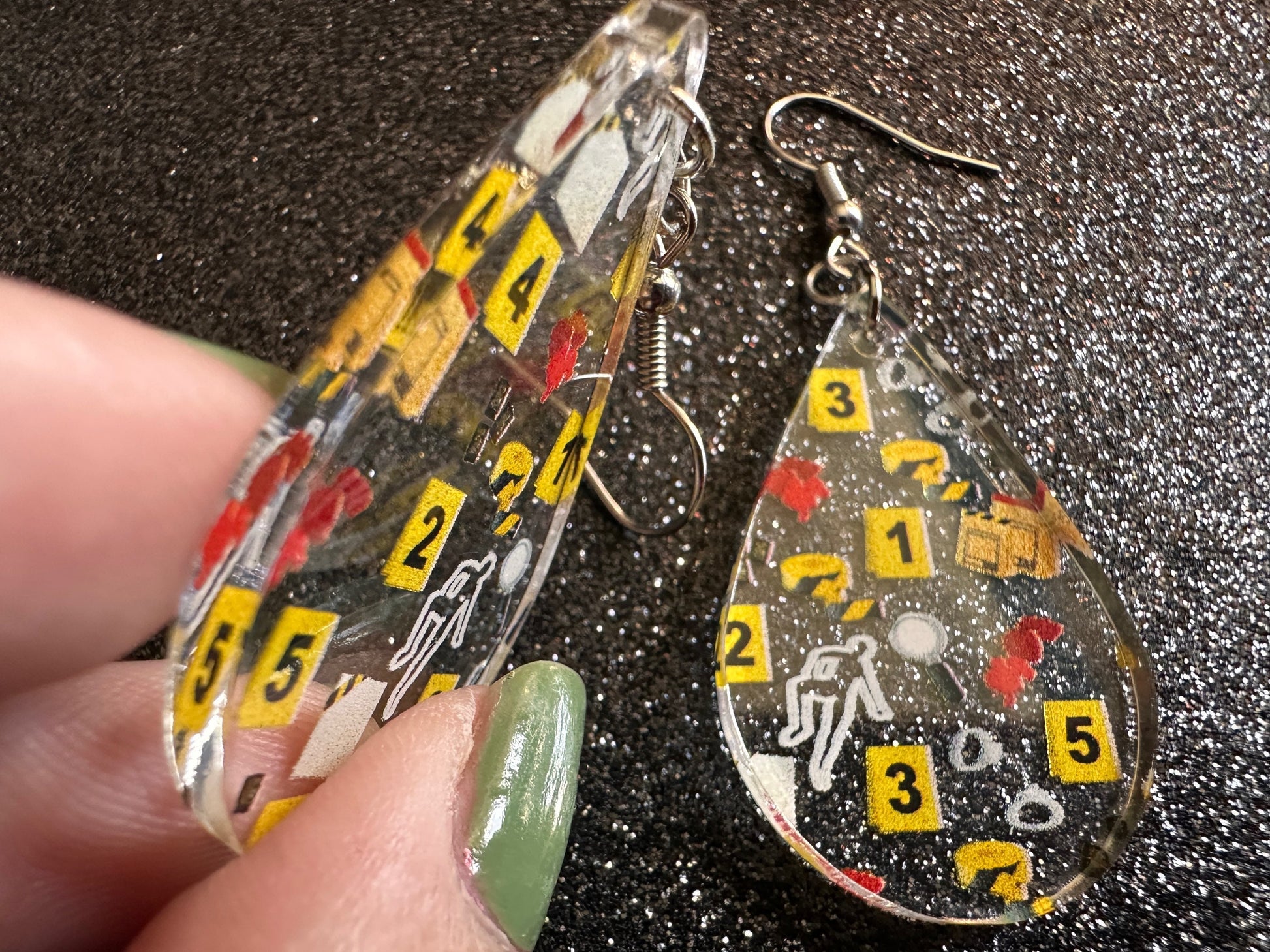Crime Scene Earrings: Laser Cut Acrylic Halloween Earrings, Scary, Murder Blood, Victim, Corpse, Police, Detective, Gifts for Her/Him/Them