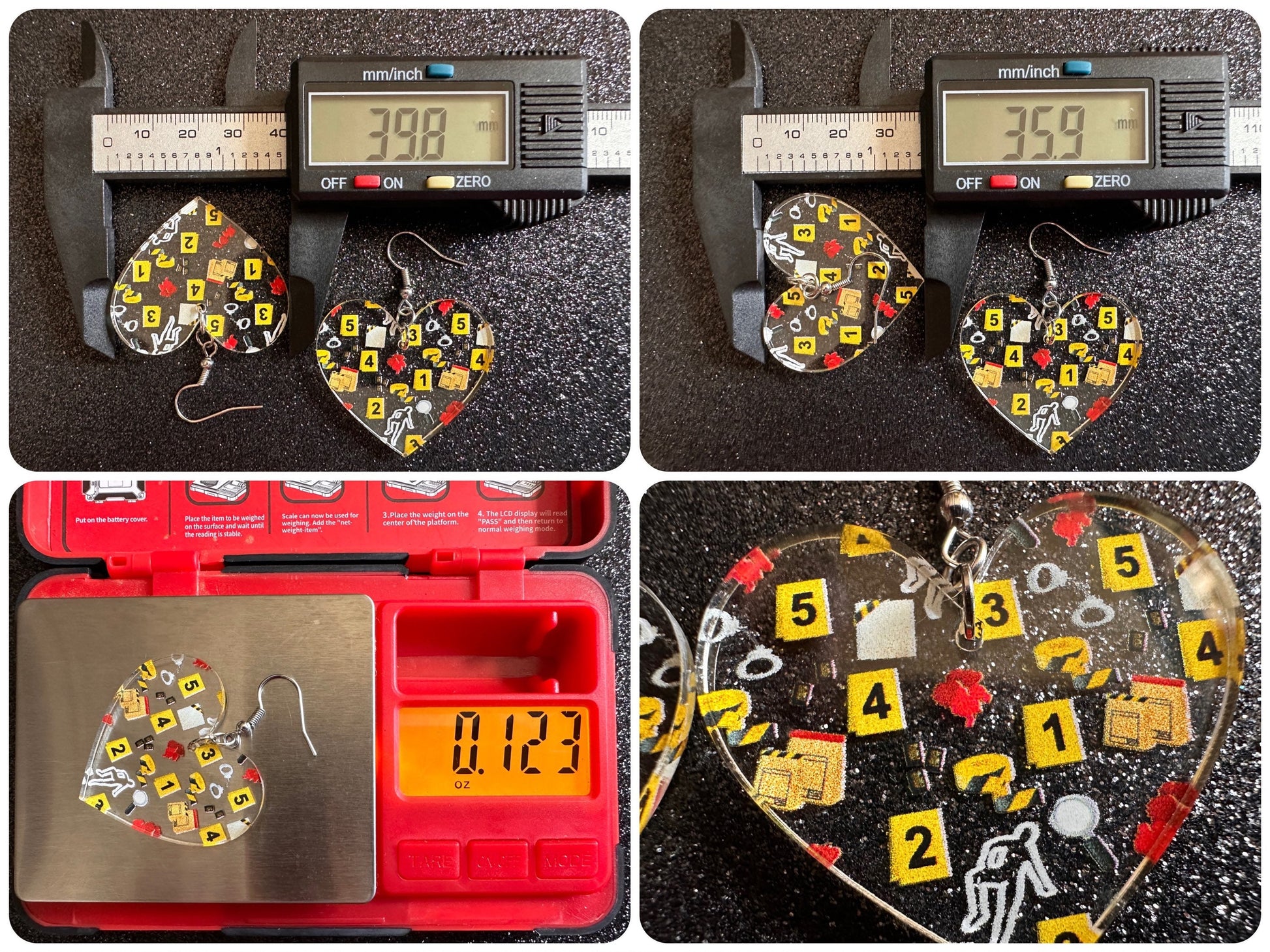 Crime Scene Earrings: Laser Cut Acrylic Halloween Earrings, Scary, Murder Blood, Victim, Corpse, Police, Detective, Gifts for Her/Him/Them