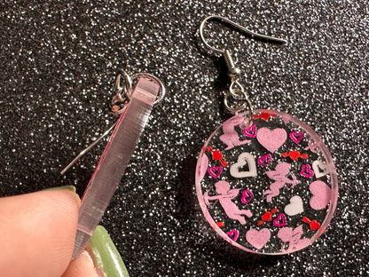 Cupid Earrings: Laser Cut Acrylic Hearts, Love, Valentines Day, Anniversary, Marriage, Partner, Lover, Vday, Best Gifts for Her/Him/Them