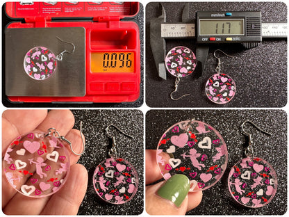 Cupid Earrings: Laser Cut Acrylic Hearts, Love, Valentines Day, Anniversary, Marriage, Partner, Lover, Vday, Best Gifts for Her/Him/Them
