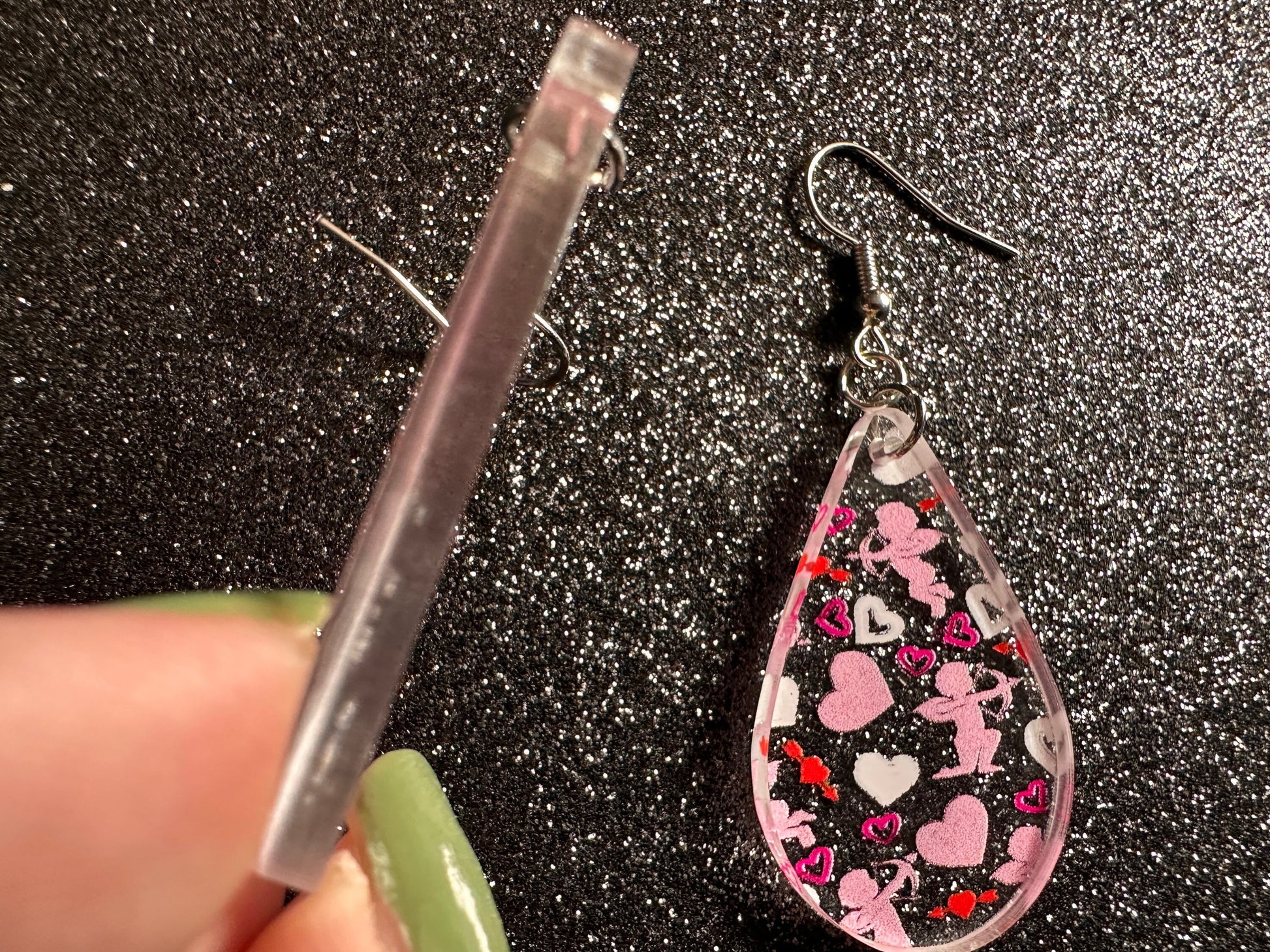 Cupid Earrings: Laser Cut Acrylic Hearts, Love, Valentines Day, Anniversary, Marriage, Partner, Lover, Vday, Best Gifts for Her/Him/Them
