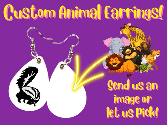 Custom Animal Earrings - Your Animal Here: Custom Animal Photo Earrings, Animals, Creatures, Photos Sublimated, Best Gift For Her/Him/Them