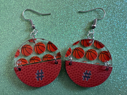 Custom Basketball Earrings: Laser Cut Acrylic Basketball Balls, Sports, NBA, PE Class, Sports Team, Sport Teams, Best Gifts for Her/Him/Them