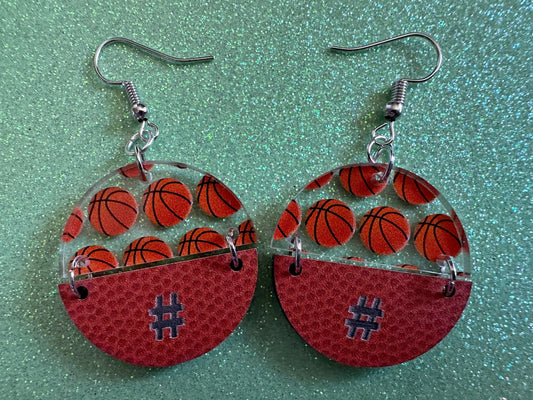 Custom Basketball Earrings: Laser Cut Acrylic Basketball Balls, Sports, NBA, PE Class, Sports Team, Sport Teams, Best Gifts for Her/Him/Them