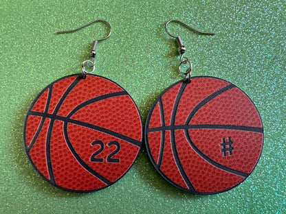 Custom Basketball Earrings: Laser Cut Acrylic Basketball Balls, Sports, NBA, PE Class, Sports Team, Sport Teams, Best Gifts for Her/Him/Them