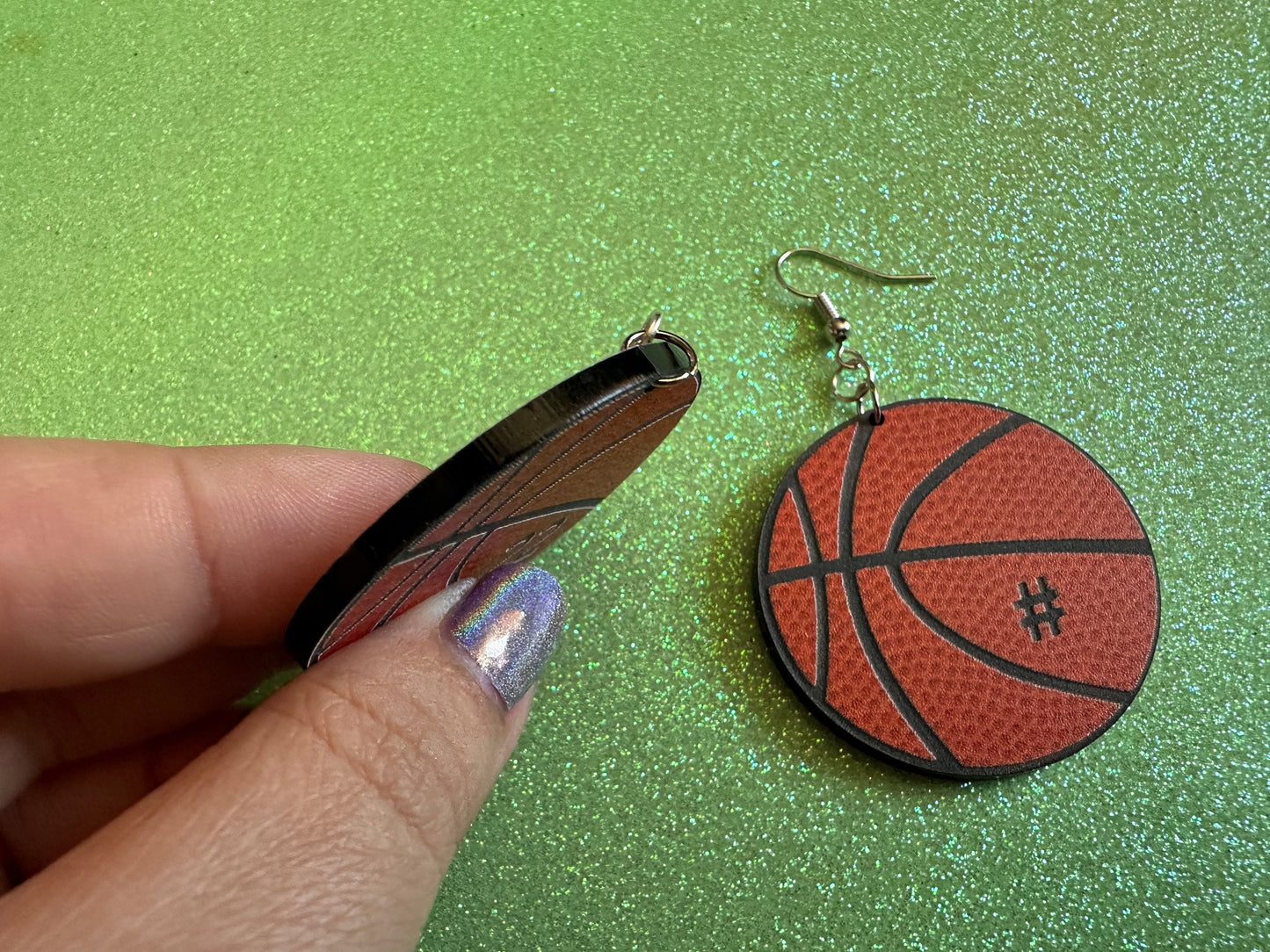 Custom Basketball Earrings: Laser Cut Acrylic Basketball Balls, Sports, NBA, PE Class, Sports Team, Sport Teams, Best Gifts for Her/Him/Them