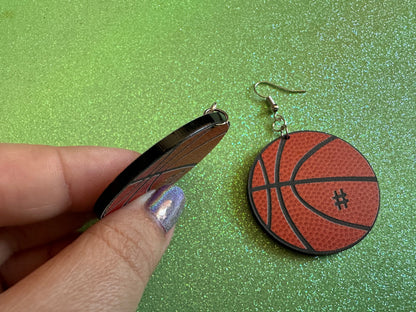 Custom Basketball Earrings: Laser Cut Acrylic Basketball Balls, Sports, NBA, PE Class, Sports Team, Sport Teams, Best Gifts for Her/Him/Them