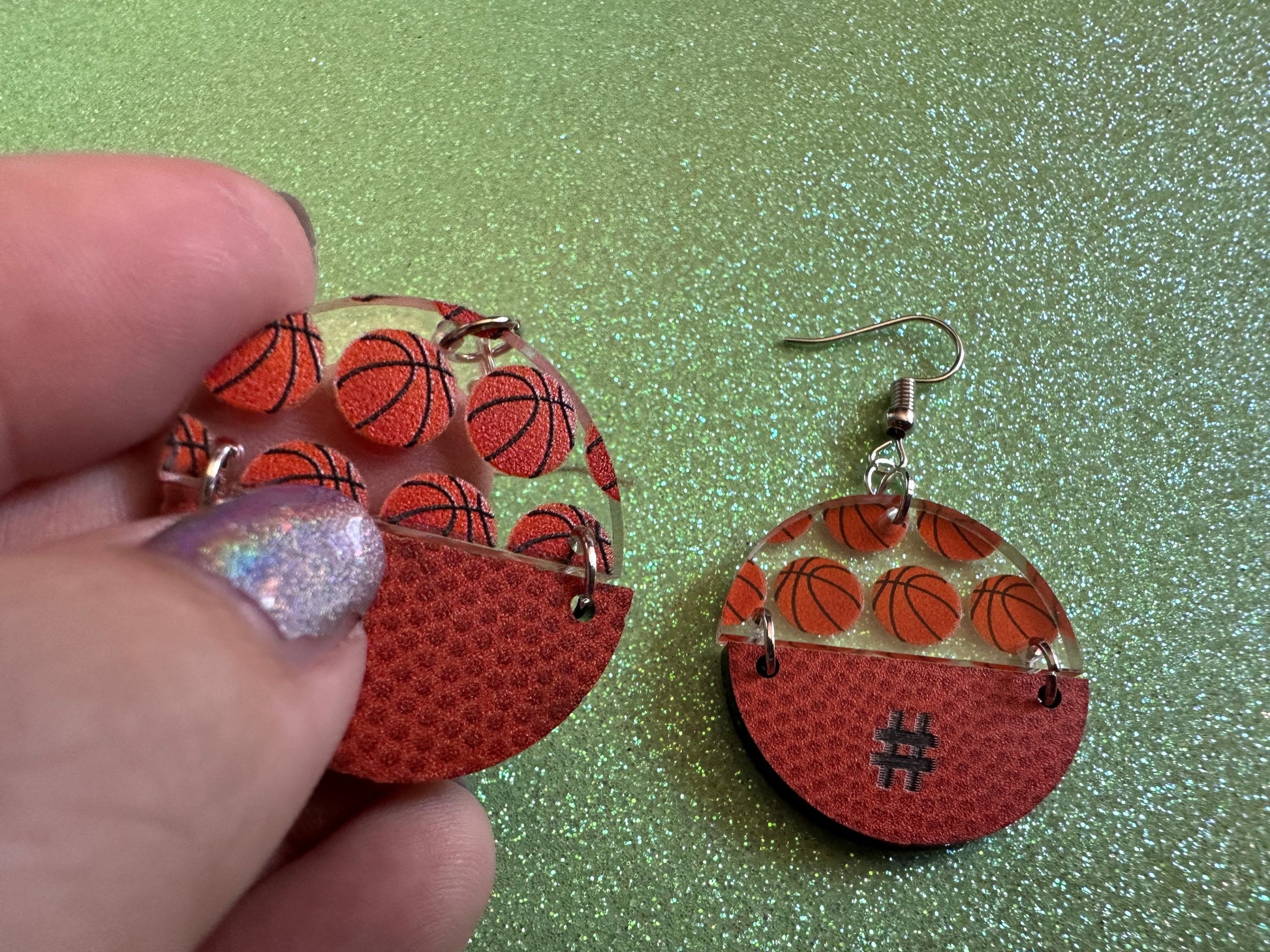 Custom Basketball Earrings: Laser Cut Acrylic Basketball Balls, Sports, NBA, PE Class, Sports Team, Sport Teams, Best Gifts for Her/Him/Them