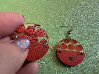 Custom Basketball Earrings: Laser Cut Acrylic Basketball Balls, Sports, NBA, PE Class, Sports Team, Sport Teams, Best Gifts for Her/Him/Them