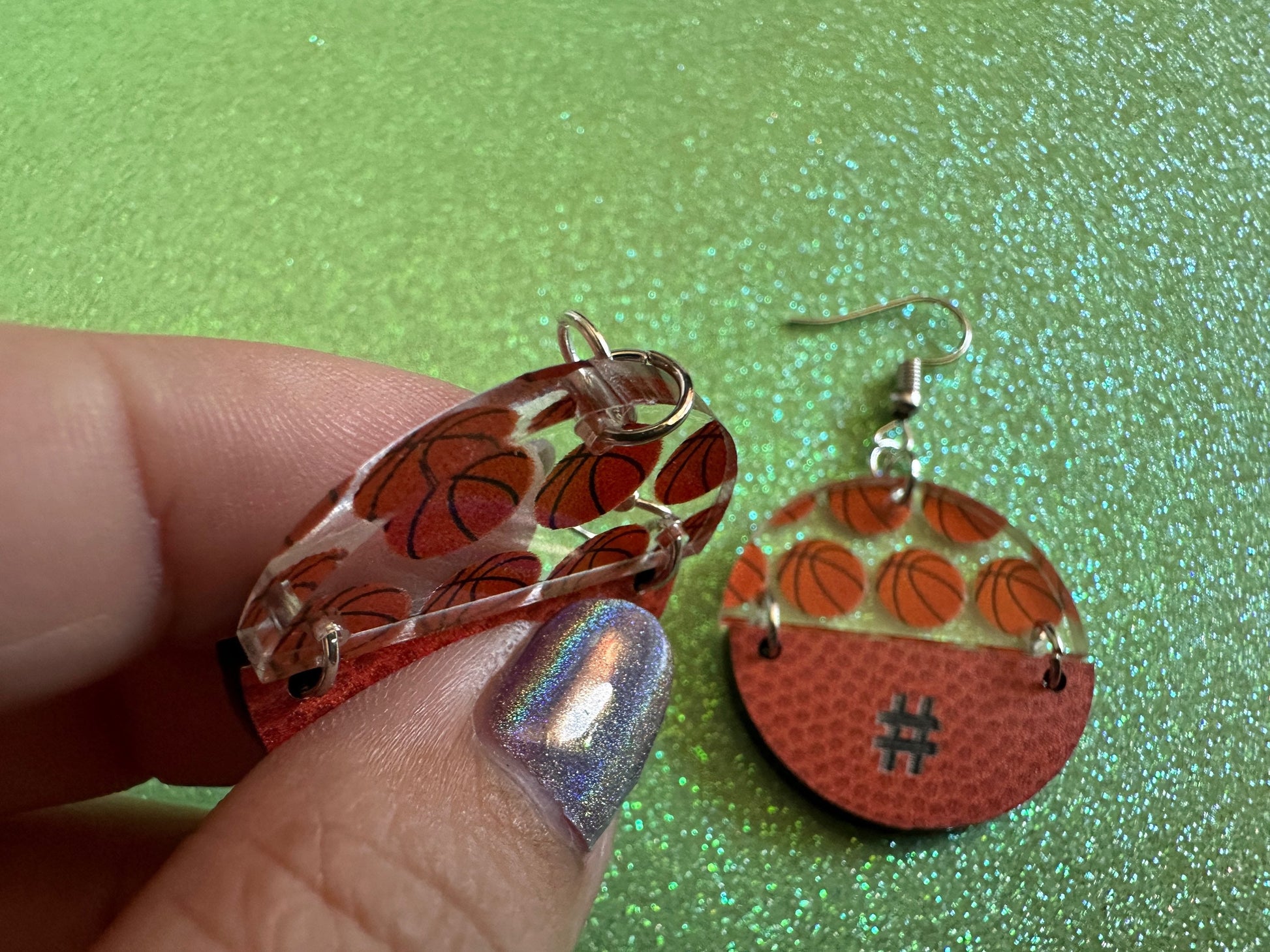 Custom Basketball Earrings: Laser Cut Acrylic Basketball Balls, Sports, NBA, PE Class, Sports Team, Sport Teams, Best Gifts for Her/Him/Them