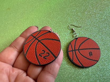 Custom Basketball Earrings: Laser Cut Acrylic Basketball Balls, Sports, NBA, PE Class, Sports Team, Sport Teams, Best Gifts for Her/Him/Them