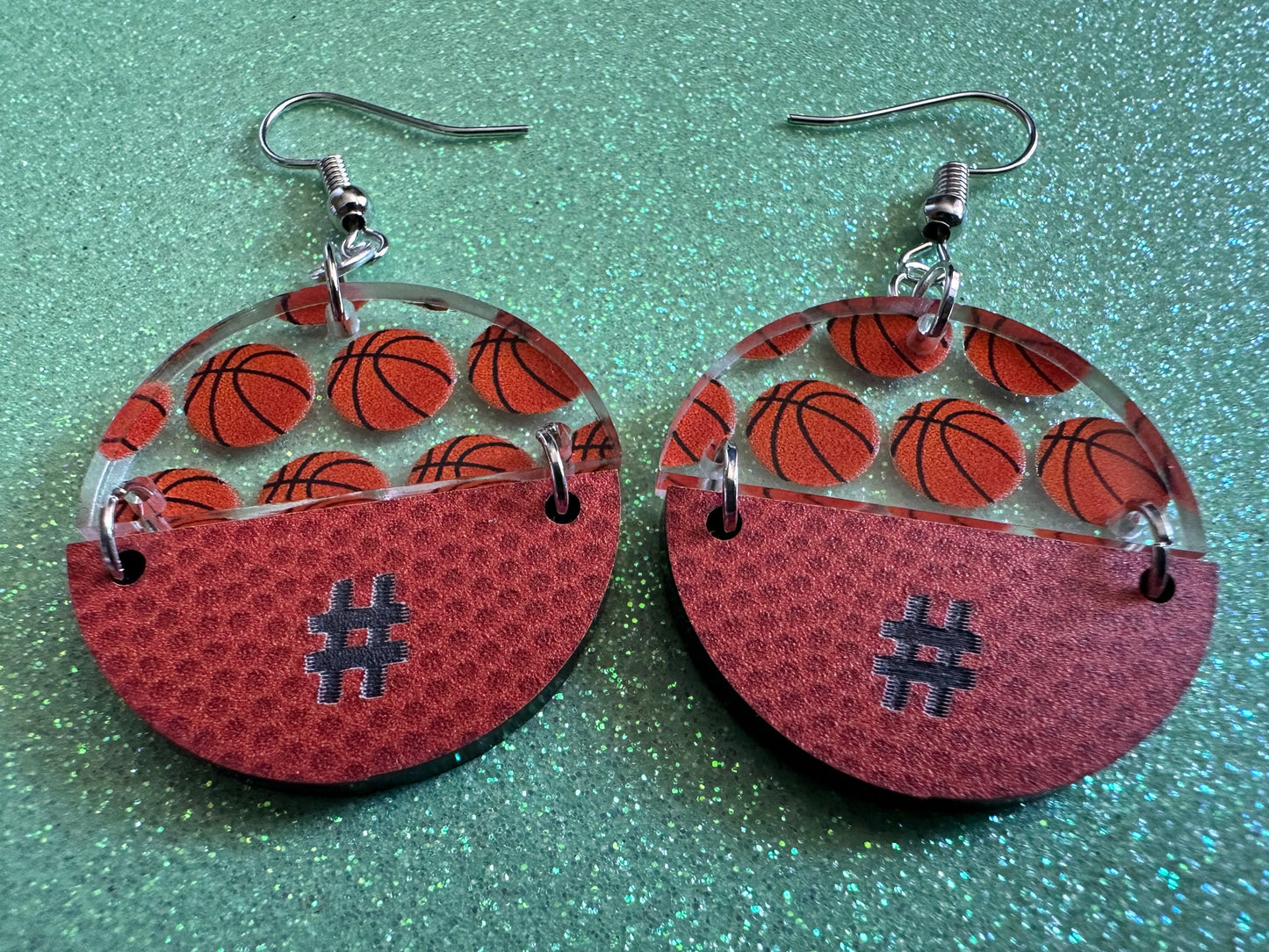 Custom Basketball Earrings: Laser Cut Acrylic Basketball Balls, Sports, NBA, PE Class, Sports Team, Sport Teams, Best Gifts for Her/Him/Them