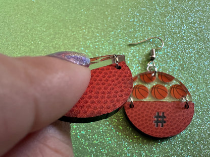 Custom Basketball Earrings: Laser Cut Acrylic Basketball Balls, Sports, NBA, PE Class, Sports Team, Sport Teams, Best Gifts for Her/Him/Them