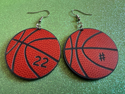 Custom Basketball Earrings: Laser Cut Acrylic Basketball Balls, Sports, NBA, PE Class, Sports Team, Sport Teams, Best Gifts for Her/Him/Them
