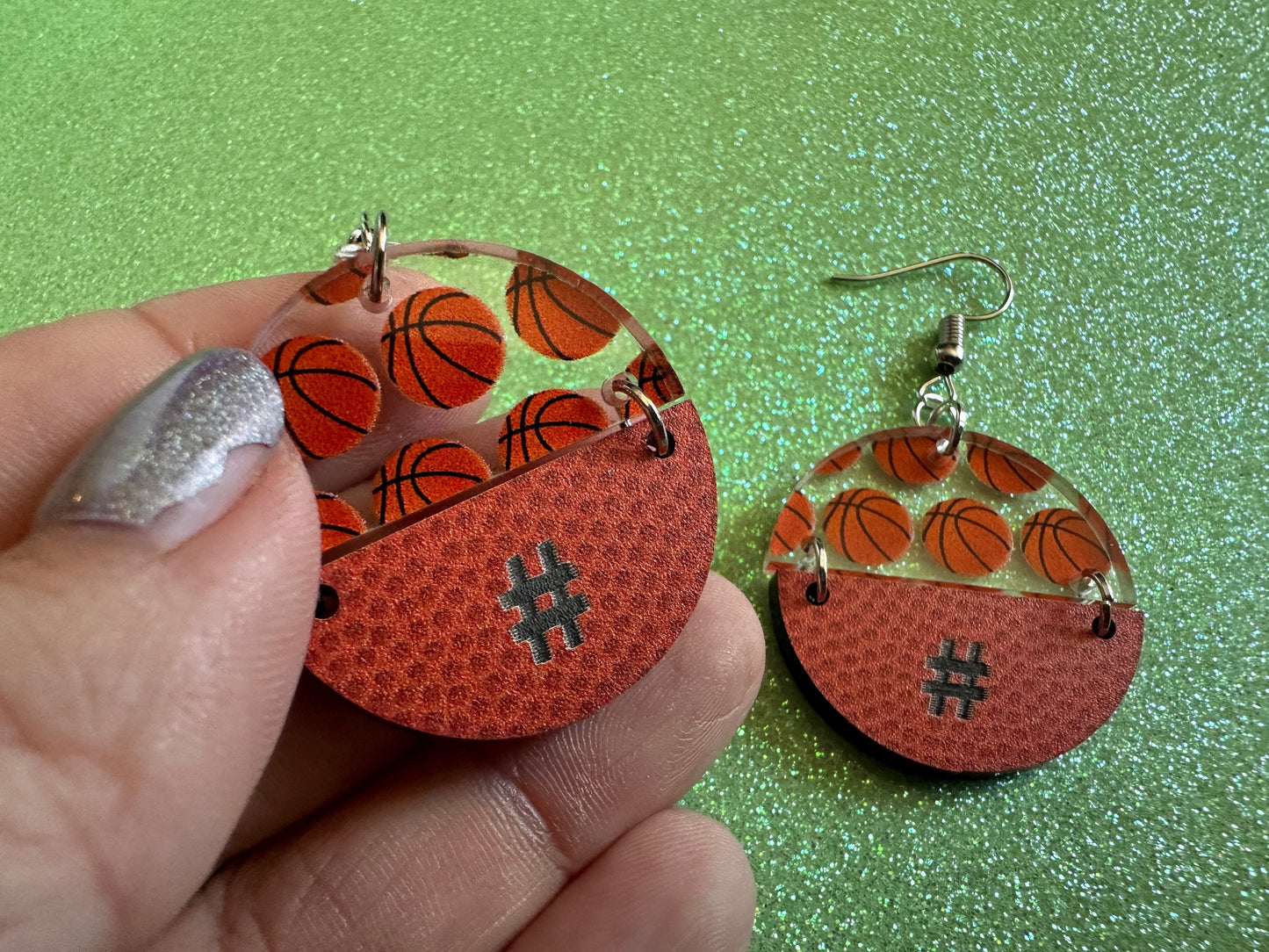 Custom Basketball Earrings: Laser Cut Acrylic Basketball Balls, Sports, NBA, PE Class, Sports Team, Sport Teams, Best Gifts for Her/Him/Them