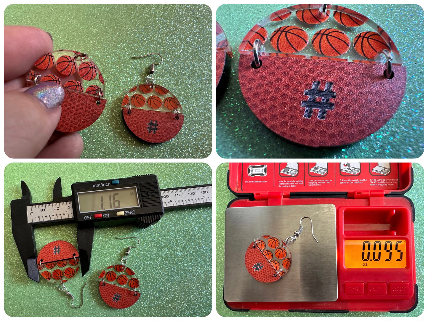 Custom Basketball Earrings: Laser Cut Acrylic Basketball Balls, Sports, NBA, PE Class, Sports Team, Sport Teams, Best Gifts for Her/Him/Them