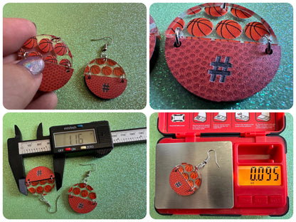 Custom Basketball Earrings: Laser Cut Acrylic Basketball Balls, Sports, NBA, PE Class, Sports Team, Sport Teams, Best Gifts for Her/Him/Them