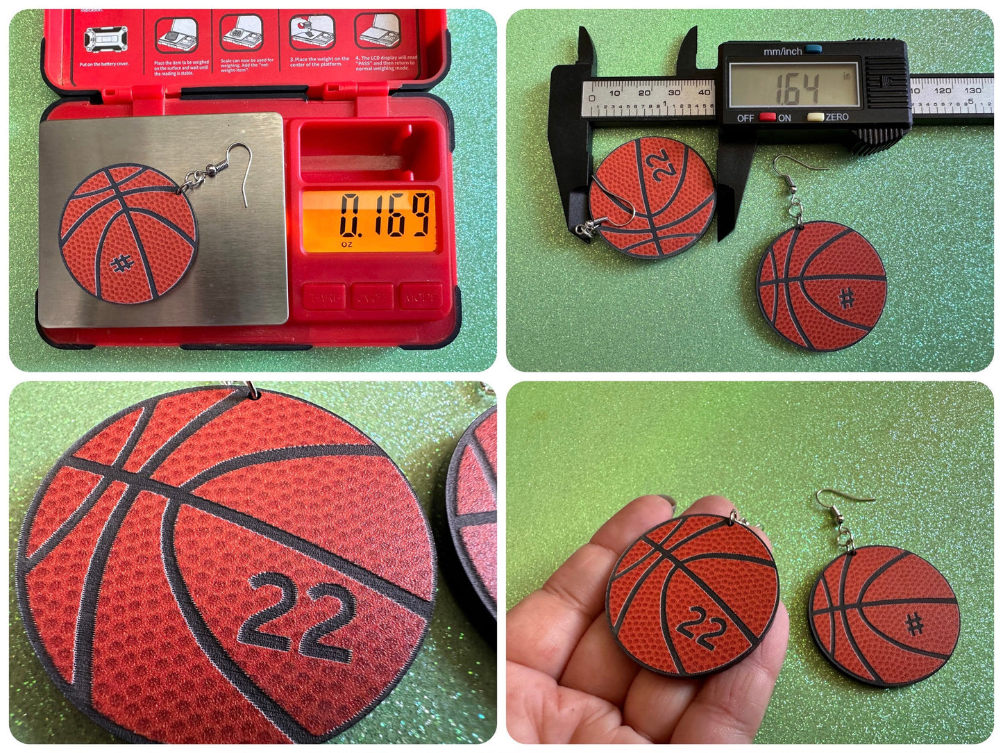Custom Basketball Earrings: Laser Cut Acrylic Basketball Balls, Sports, NBA, PE Class, Sports Team, Sport Teams, Best Gifts for Her/Him/Them