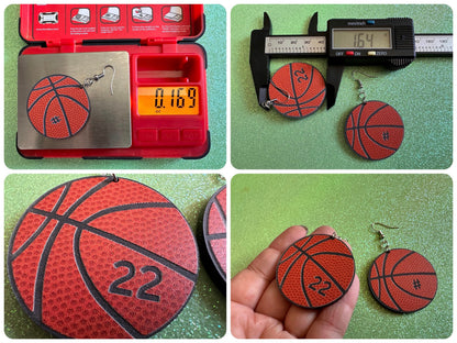 Custom Basketball Earrings: Laser Cut Acrylic Basketball Balls, Sports, NBA, PE Class, Sports Team, Sport Teams, Best Gifts for Her/Him/Them