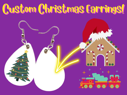 Custom Christmas Earrings - Custom Earrings: Xmas, X-mas, Celebration, Winter, Any Photo Sublimated, Best Gift For Her/Him/Them
