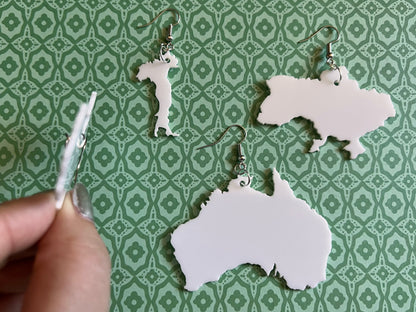 Custom Country Earrings: Laser Cut Acrylic Countries, Places, Travel, Patriotic, Home, Geography Teacher Gift, Best Gifts for Her/Him/Them