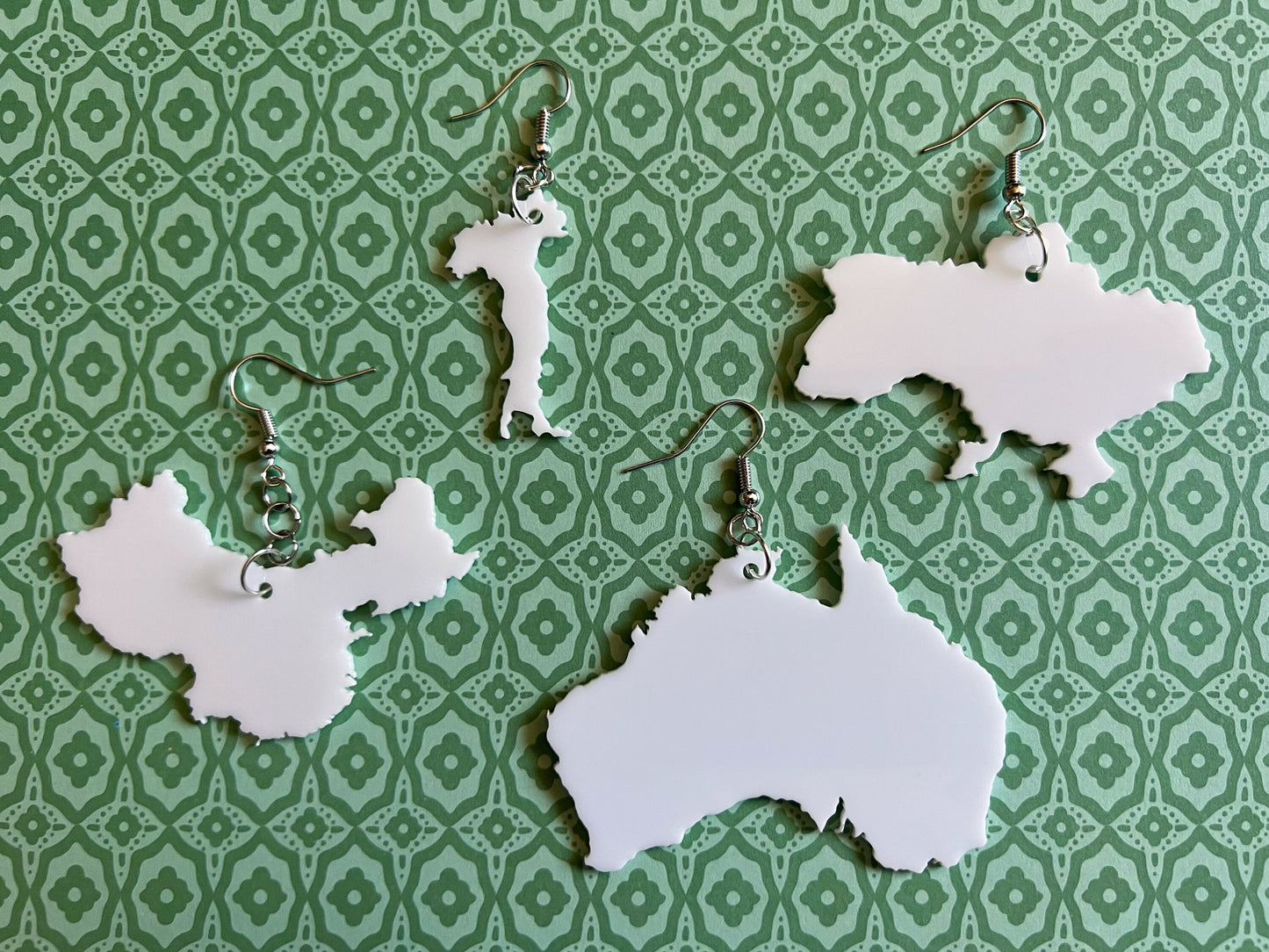 Custom Country Earrings with Heart: Laser Cut Acrylic Countries, Travel, Love Home, Geography Teacher Gift, Best Gifts for Her/Him/Them