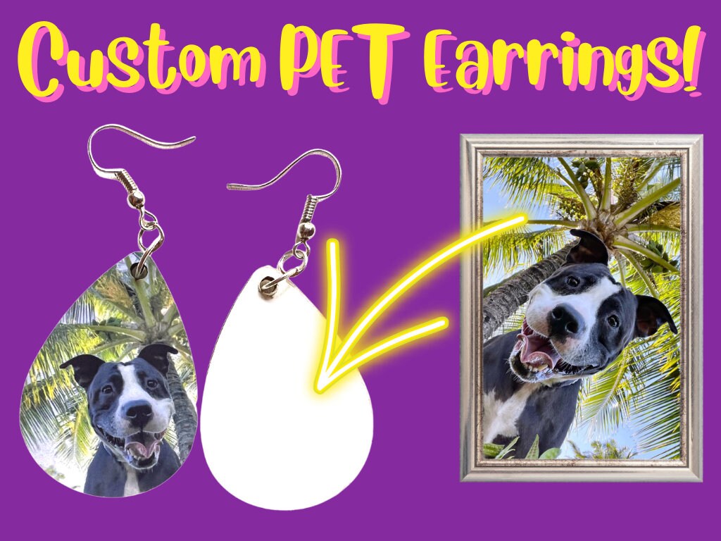 Custom Earrings - Your Pet Here: Custom Dog Earrings, Custom Cat Earrings, Custom Pet Earrings, Any Photo, Best Unique Gift For Her/Him/Them
