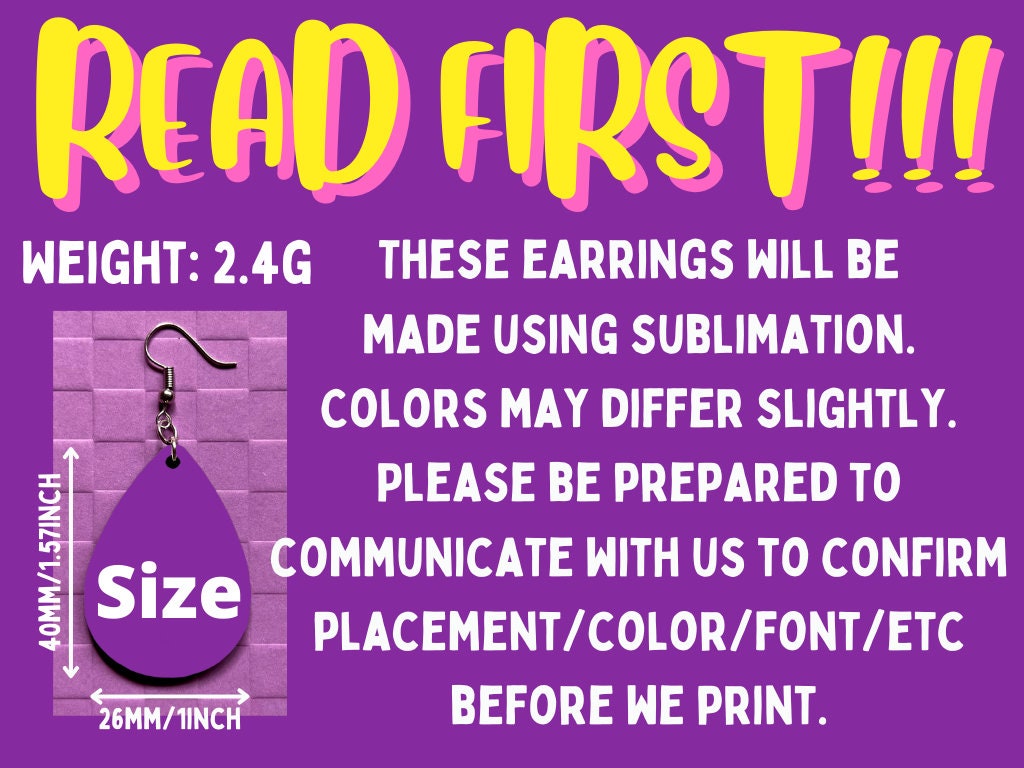 Custom Event Earrings - Your Event Here: Events, Party, Celebration, Fundraise, Any Photo Sublimated, Best Gift For Her/Him/Them