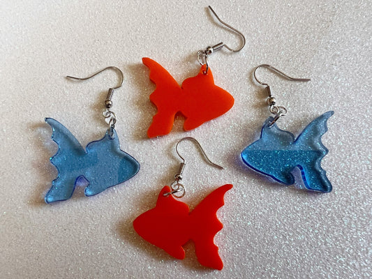 Custom Fish Earrings: Laser Cut Acrylic Golfish, Fishbowl, Aquarium, Animals, Orange Fishes, Best Gifts for Her/Him/Them