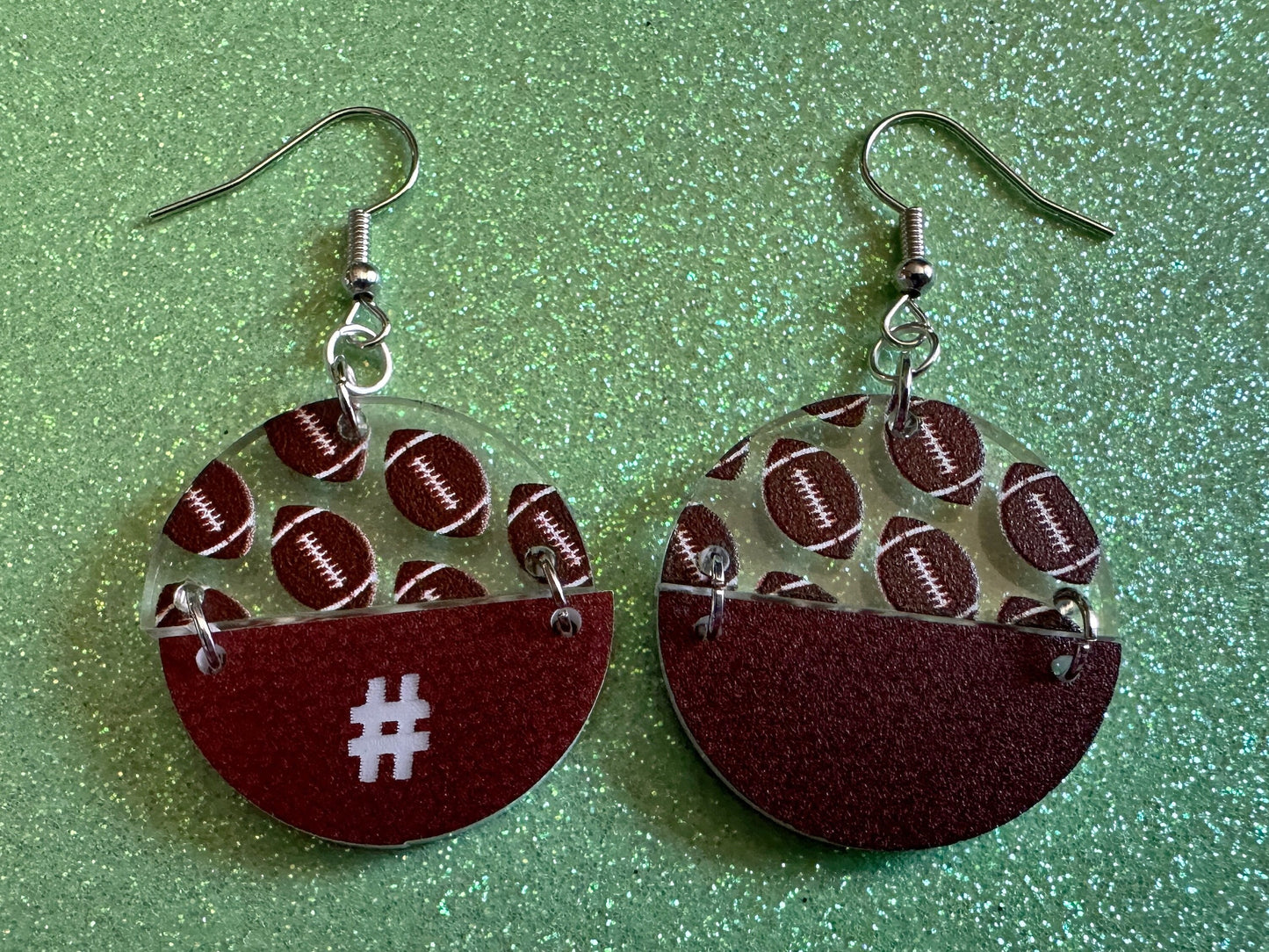 Custom Football Earrings: Laser Cut Acrylic Footballs, American Football, Sports, NFL, Team Position Number, Best Gifts for Her/Him/Them