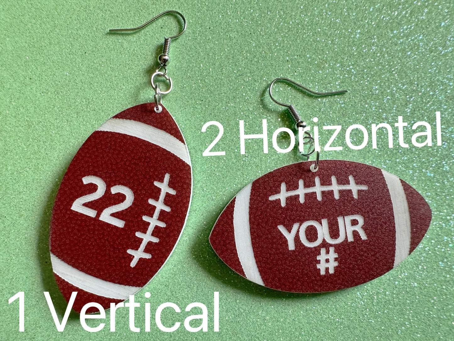 Custom Football Earrings: Laser Cut Acrylic Footballs, American Football, Sports, NFL, Team Position Number, Best Gifts for Her/Him/Them