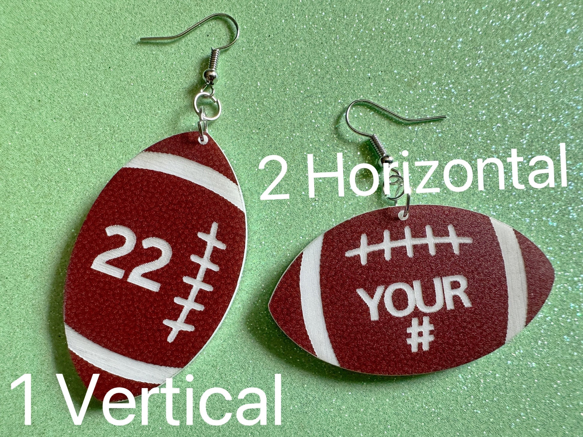 Custom Football Earrings: Laser Cut Acrylic Footballs, American Football, Sports, NFL, Team Position Number, Best Gifts for Her/Him/Them
