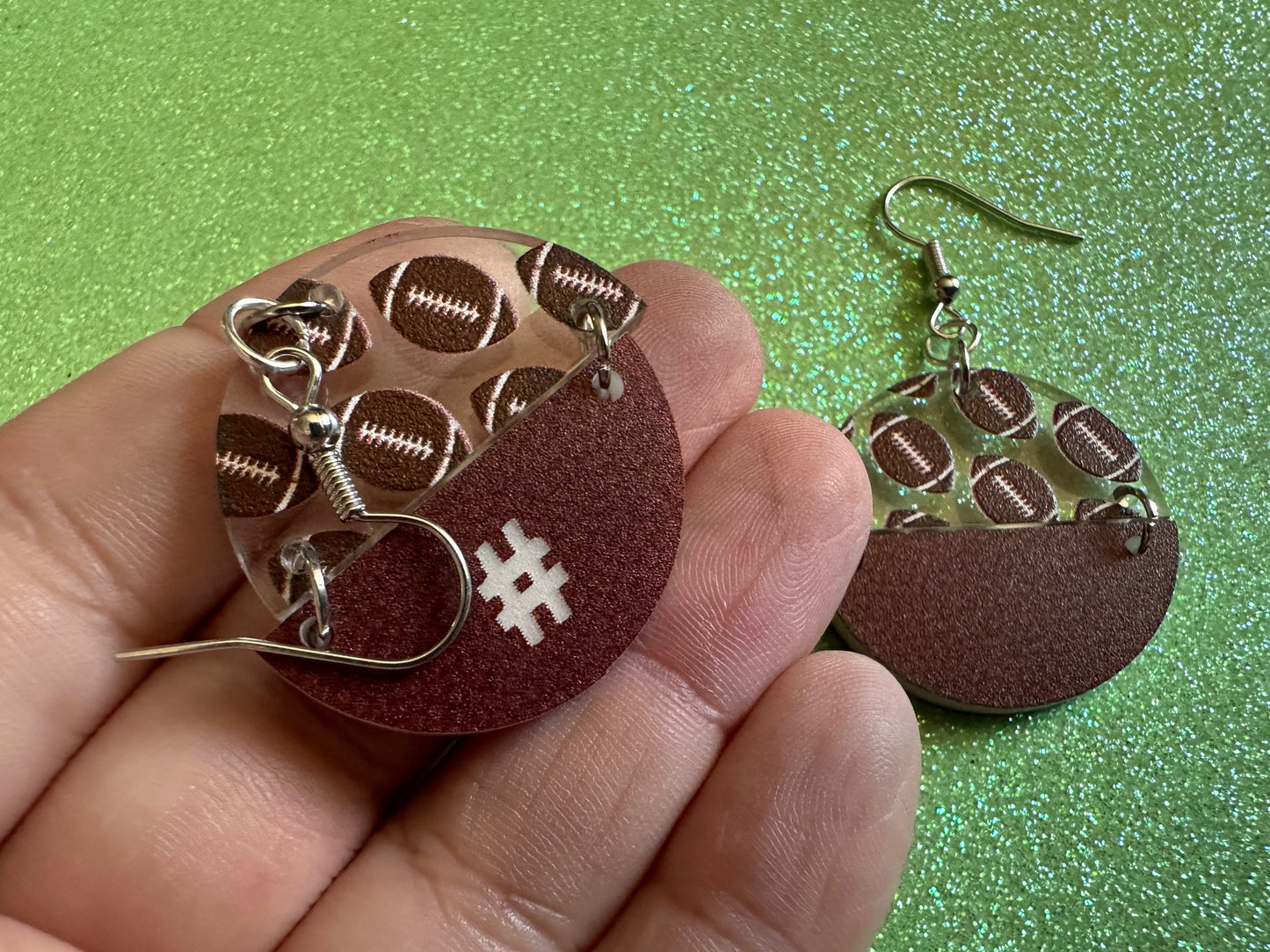 Custom Football Earrings: Laser Cut Acrylic Footballs, American Football, Sports, NFL, Team Position Number, Best Gifts for Her/Him/Them
