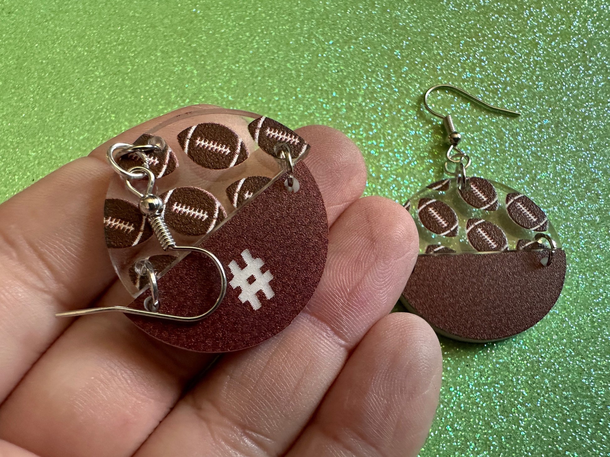 Custom Football Earrings: Laser Cut Acrylic Footballs, American Football, Sports, NFL, Team Position Number, Best Gifts for Her/Him/Them