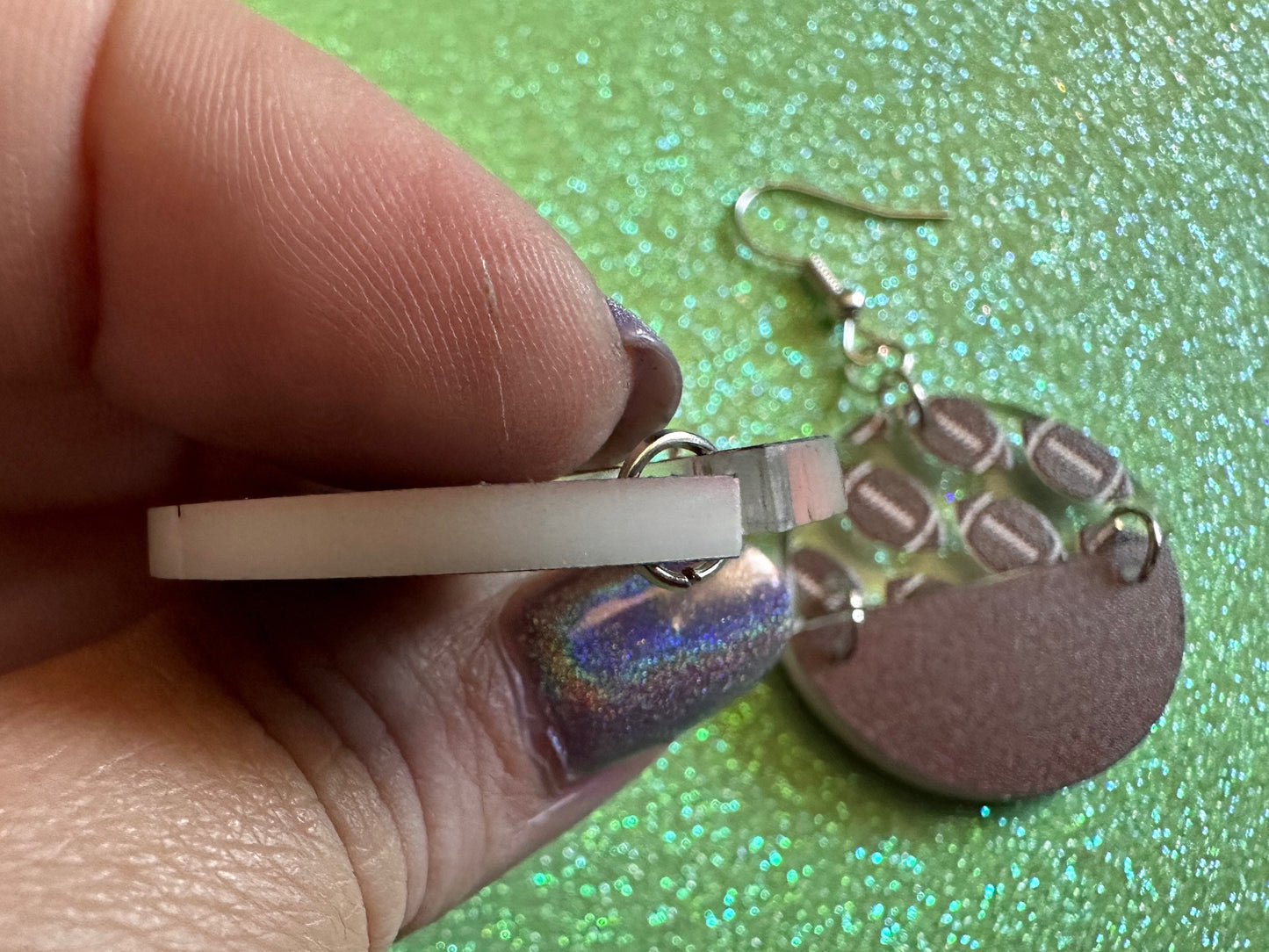 Custom Football Earrings: Laser Cut Acrylic Footballs, American Football, Sports, NFL, Team Position Number, Best Gifts for Her/Him/Them