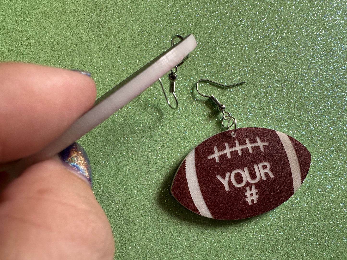 Custom Football Earrings: Laser Cut Acrylic Footballs, American Football, Sports, NFL, Team Position Number, Best Gifts for Her/Him/Them