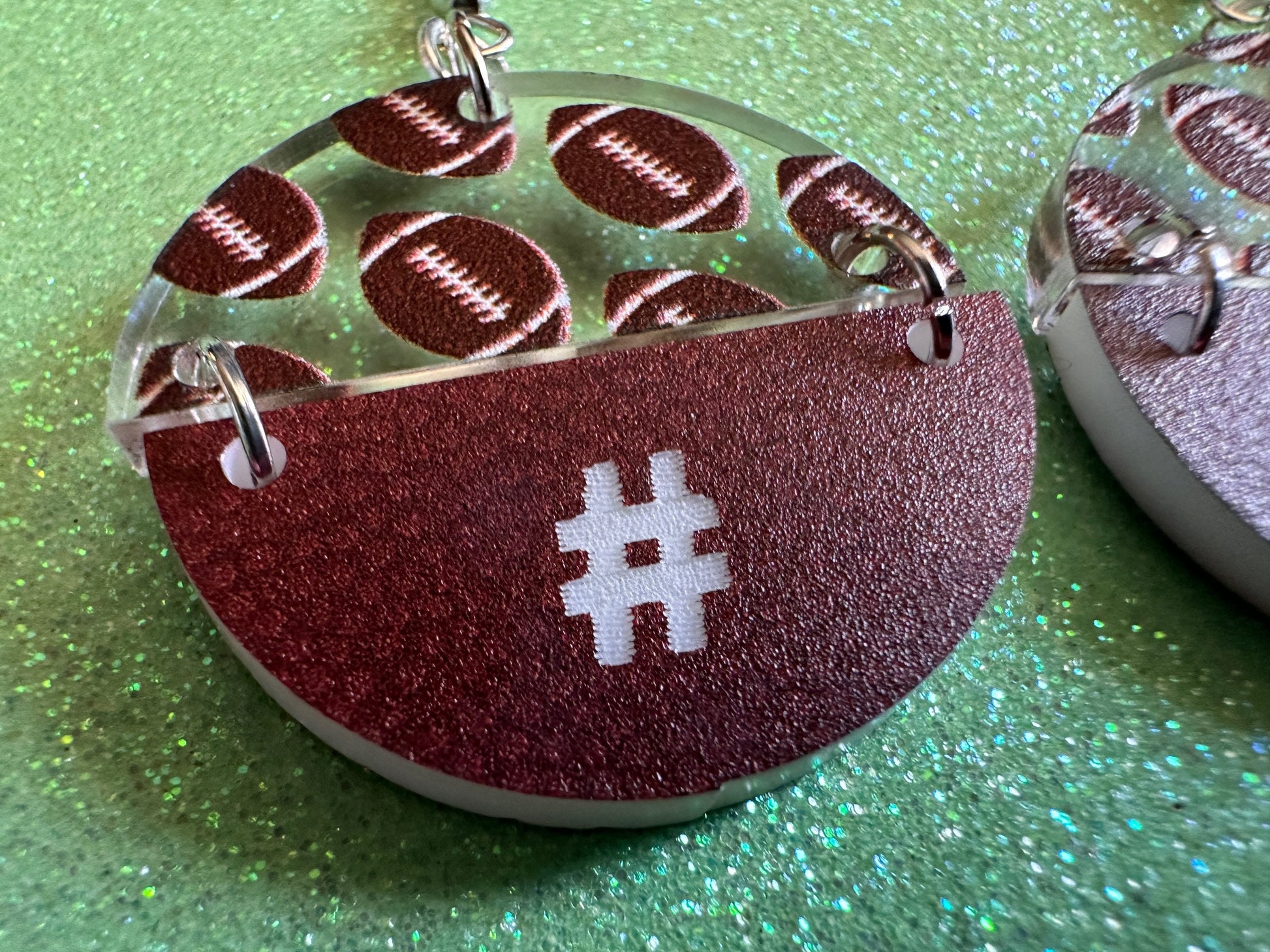 Custom Football Earrings: Laser Cut Acrylic Footballs, American Football, Sports, NFL, Team Position Number, Best Gifts for Her/Him/Them