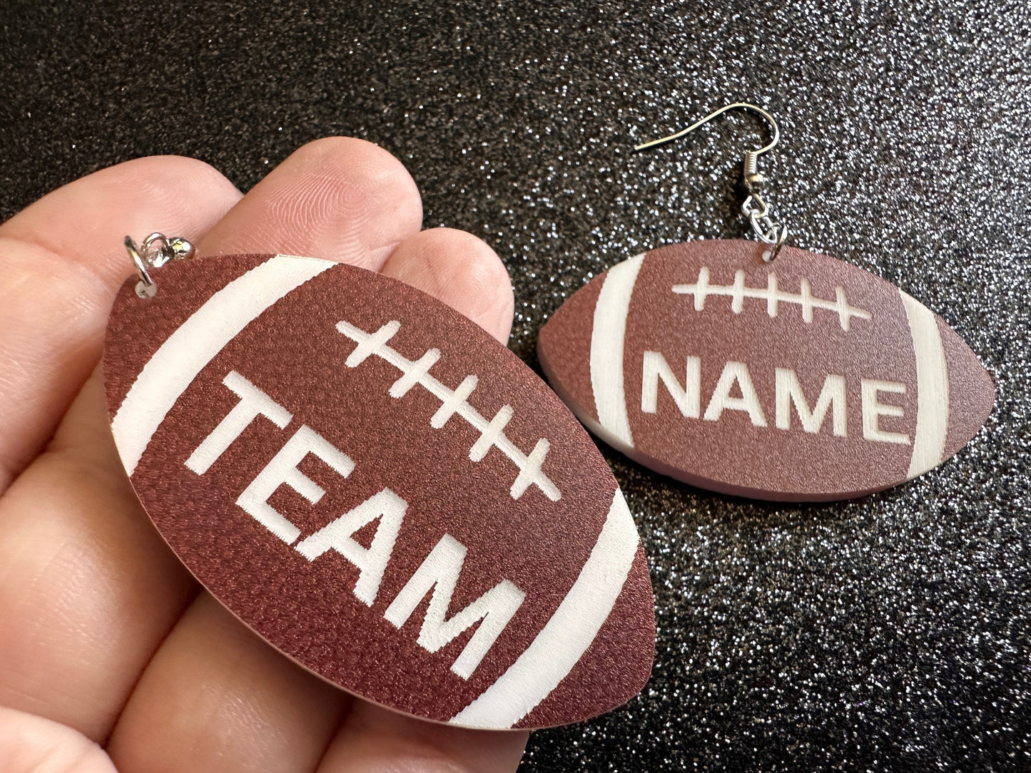 Custom Football Earrings: Laser Cut Acrylic Footballs, American Football, Sports, NFL, Team Position Number, Best Gifts for Her/Him/Them