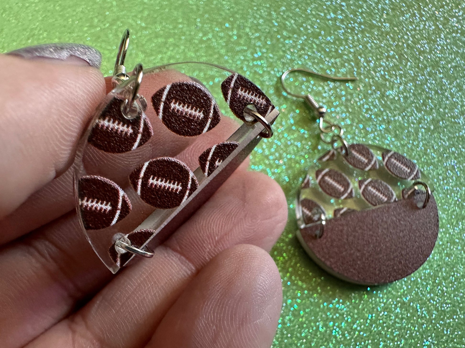 Custom Football Earrings: Laser Cut Acrylic Footballs, American Football, Sports, NFL, Team Position Number, Best Gifts for Her/Him/Them
