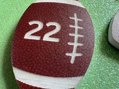 Custom Football Earrings: Laser Cut Acrylic Footballs, American Football, Sports, NFL, Team Position Number, Best Gifts for Her/Him/Them