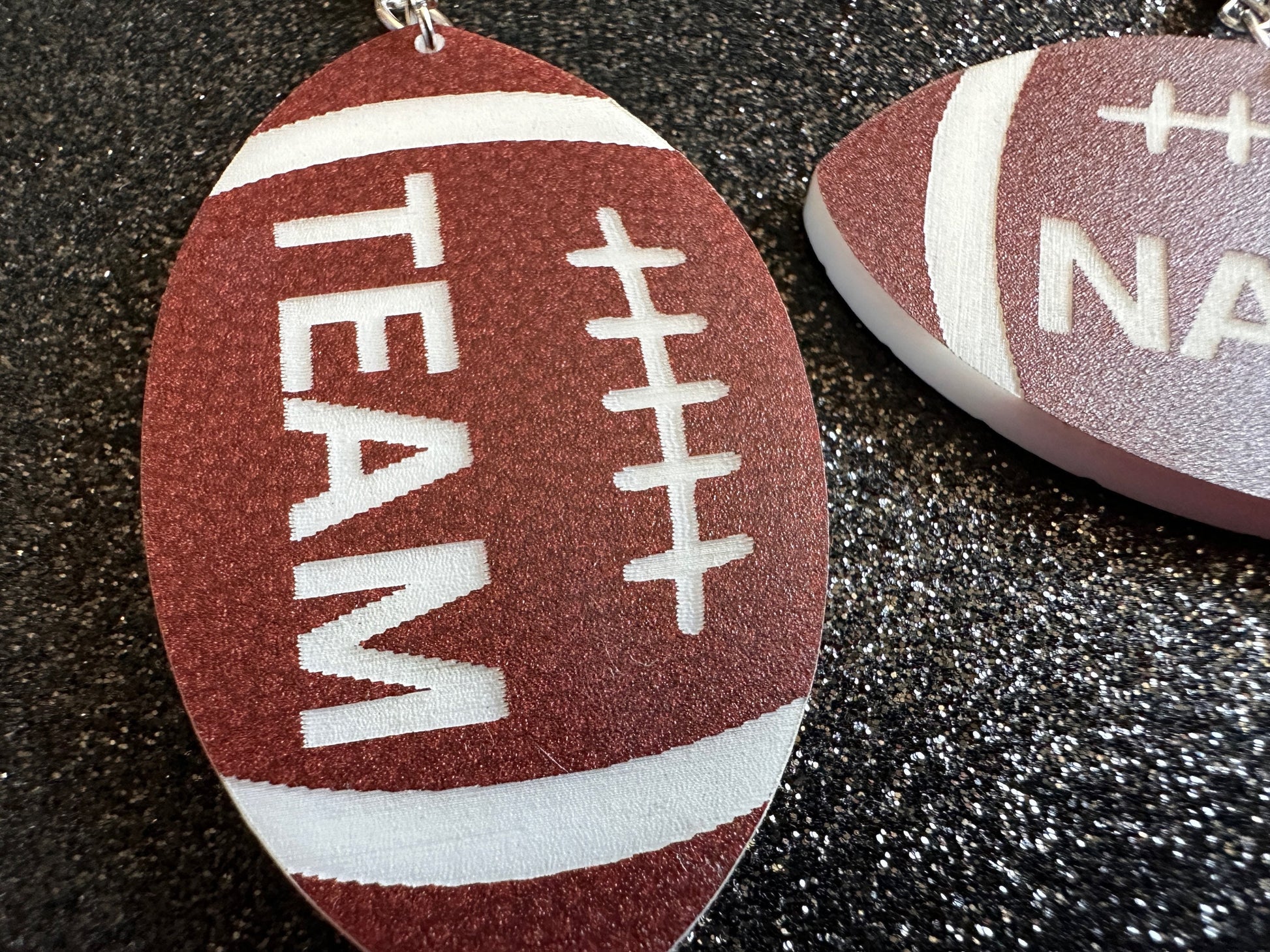Custom Football Earrings: Laser Cut Acrylic Footballs, American Football, Sports, NFL, Team Position Number, Best Gifts for Her/Him/Them